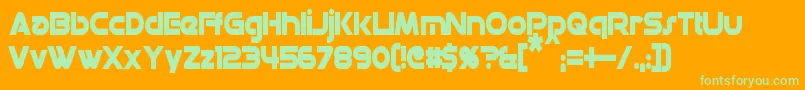 DatacronCondensedBold-Schriftart – Grüne Schriften auf orangefarbenem Hintergrund