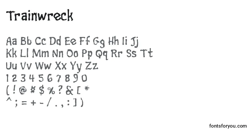 Шрифт Trainwreck – алфавит, цифры, специальные символы