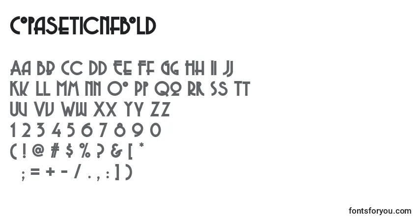 Schriftart CopaseticNfBold – Alphabet, Zahlen, spezielle Symbole