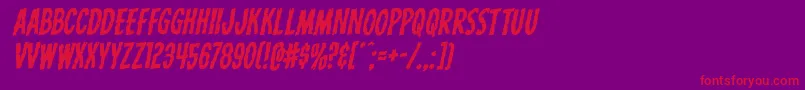 Carnivalcorpserotal-Schriftart – Rote Schriften auf violettem Hintergrund