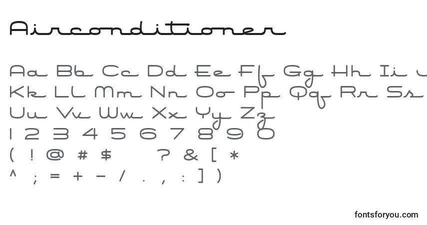 Schriftart Airconditioner – Alphabet, Zahlen, spezielle Symbole