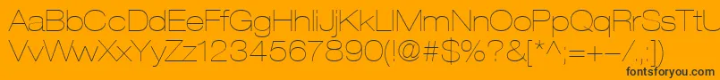 HelveticaLt23UltraLightExtended-Schriftart – Schwarze Schriften auf orangefarbenem Hintergrund