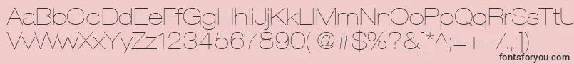 フォントHelveticaLt23UltraLightExtended – ピンクの背景に黒い文字