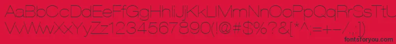 HelveticaLt23UltraLightExtended-fontti – mustat fontit punaisella taustalla
