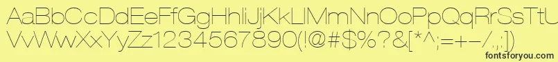 Czcionka HelveticaLt23UltraLightExtended – czarne czcionki na żółtym tle