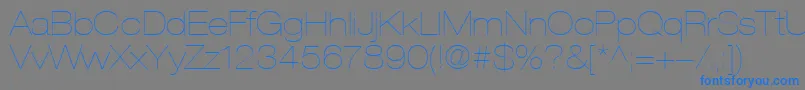 フォントHelveticaLt23UltraLightExtended – 灰色の背景に青い文字