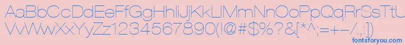 フォントHelveticaLt23UltraLightExtended – ピンクの背景に青い文字