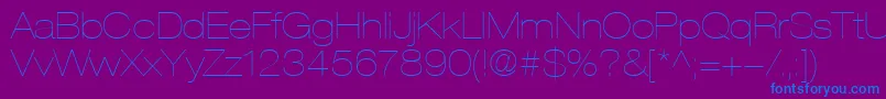 フォントHelveticaLt23UltraLightExtended – 紫色の背景に青い文字