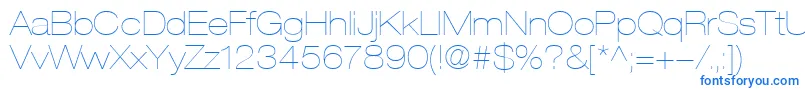 Czcionka HelveticaLt23UltraLightExtended – niebieskie czcionki na białym tle