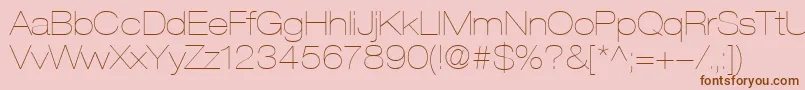 フォントHelveticaLt23UltraLightExtended – ピンクの背景に茶色のフォント