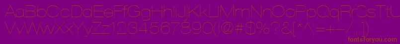 フォントHelveticaLt23UltraLightExtended – 紫色の背景に茶色のフォント