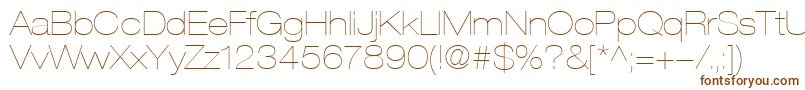 Czcionka HelveticaLt23UltraLightExtended – brązowe czcionki na białym tle