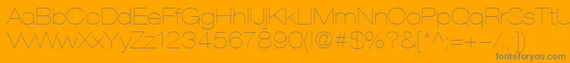 フォントHelveticaLt23UltraLightExtended – オレンジの背景に灰色の文字