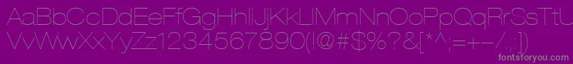 フォントHelveticaLt23UltraLightExtended – 紫の背景に灰色の文字