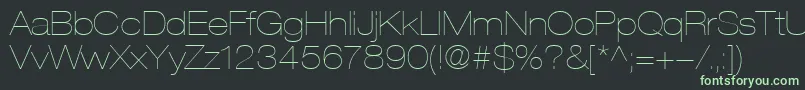 HelveticaLt23UltraLightExtended Font – Green Fonts on Black Background