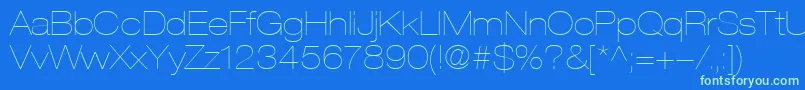 HelveticaLt23UltraLightExtended-fontti – vihreät fontit sinisellä taustalla