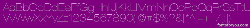 HelveticaLt23UltraLightExtended-fontti – vihreät fontit violetilla taustalla
