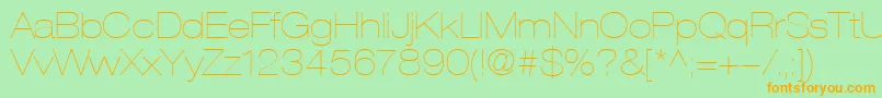 Шрифт HelveticaLt23UltraLightExtended – оранжевые шрифты на зелёном фоне