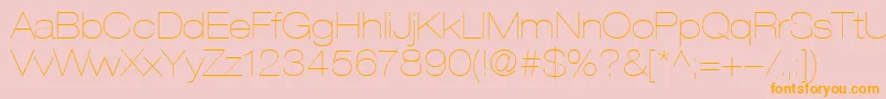 HelveticaLt23UltraLightExtended-Schriftart – Orangefarbene Schriften auf rosa Hintergrund