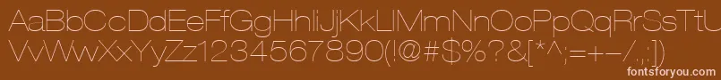 HelveticaLt23UltraLightExtended-fontti – vaaleanpunaiset fontit ruskealla taustalla