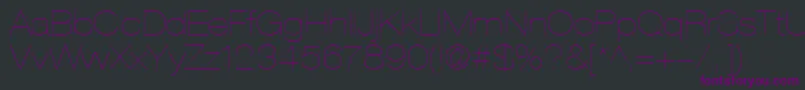 Шрифт HelveticaLt23UltraLightExtended – фиолетовые шрифты на чёрном фоне