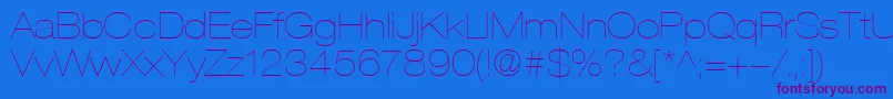 HelveticaLt23UltraLightExtended Font – Purple Fonts on Blue Background