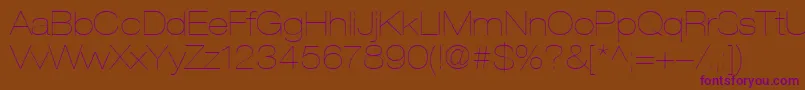 HelveticaLt23UltraLightExtended-Schriftart – Violette Schriften auf braunem Hintergrund