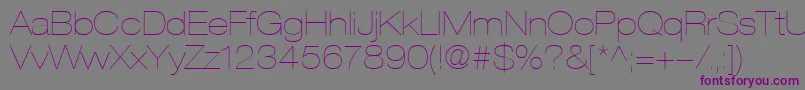 HelveticaLt23UltraLightExtended Font – Purple Fonts on Gray Background