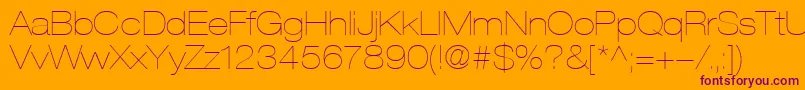 HelveticaLt23UltraLightExtended-Schriftart – Violette Schriften auf orangefarbenem Hintergrund