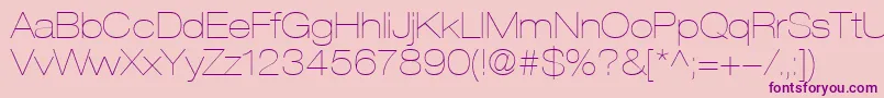 Fonte HelveticaLt23UltraLightExtended – fontes roxas em um fundo rosa