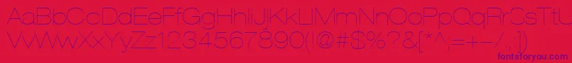 HelveticaLt23UltraLightExtended-fontti – violetit fontit punaisella taustalla