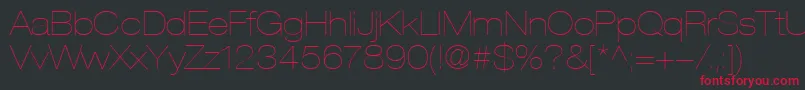 HelveticaLt23UltraLightExtended-fontti – punaiset fontit mustalla taustalla