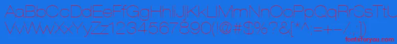 HelveticaLt23UltraLightExtended-fontti – punaiset fontit sinisellä taustalla