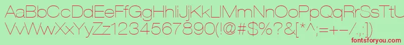 HelveticaLt23UltraLightExtended Font – Red Fonts on Green Background