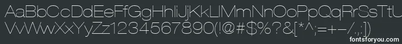 HelveticaLt23UltraLightExtended-fontti – valkoiset fontit mustalla taustalla