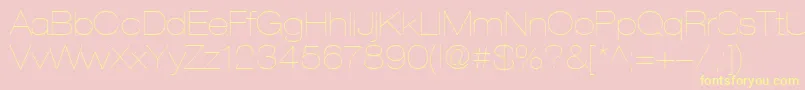 HelveticaLt23UltraLightExtended-fontti – keltaiset fontit vaaleanpunaisella taustalla