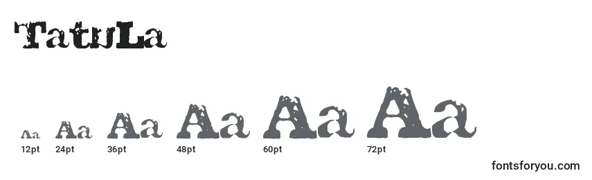 TatuLa Font Sizes