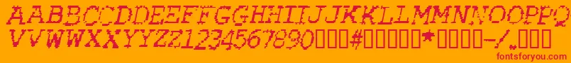 RubberBiscuitItalic-Schriftart – Rote Schriften auf orangefarbenem Hintergrund