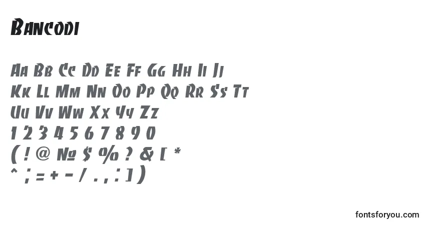 Schriftart Bancodi – Alphabet, Zahlen, spezielle Symbole