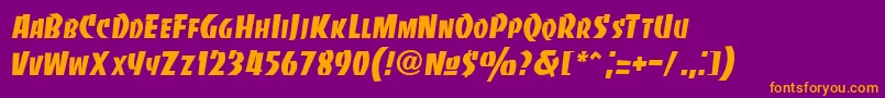 Bancodi-Schriftart – Orangefarbene Schriften auf violettem Hintergrund