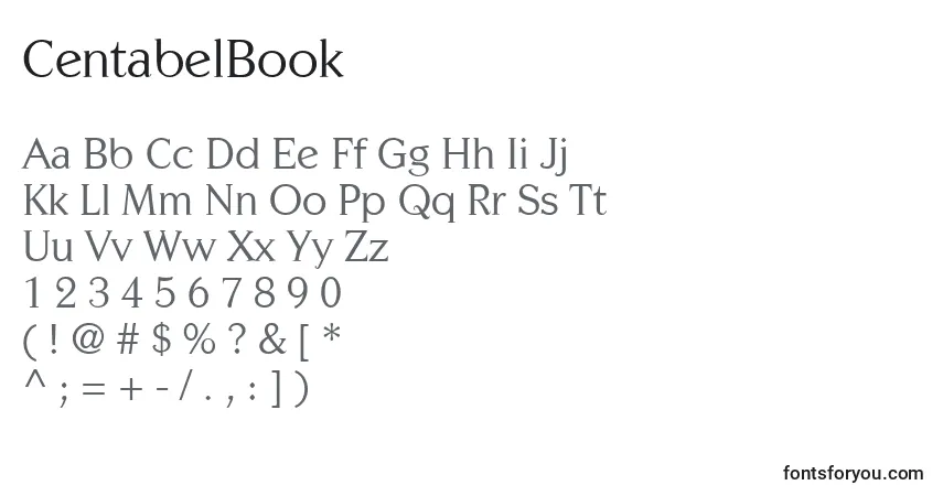 CentabelBook-fontti – aakkoset, numerot, erikoismerkit