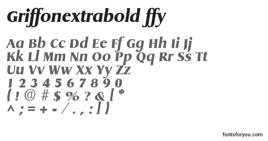 Шрифт Griffonextrabold ffy – алфавит, цифры, специальные символы