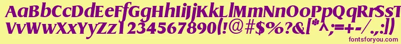 Griffonextrabold ffy Font – Purple Fonts on Yellow Background