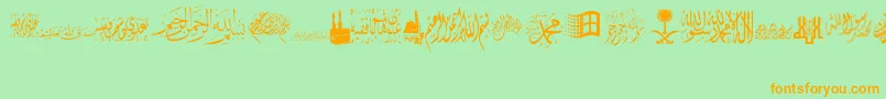 AlawiZakharef-Schriftart – Orangefarbene Schriften auf grünem Hintergrund