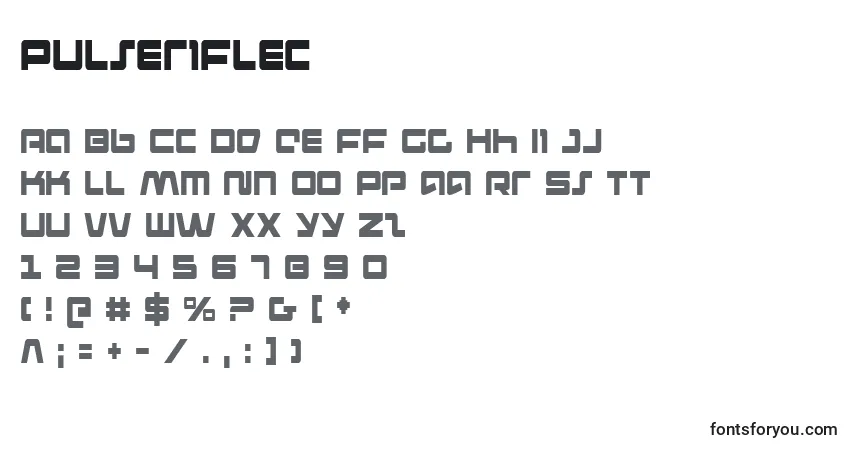 A fonte Pulseriflec – alfabeto, números, caracteres especiais