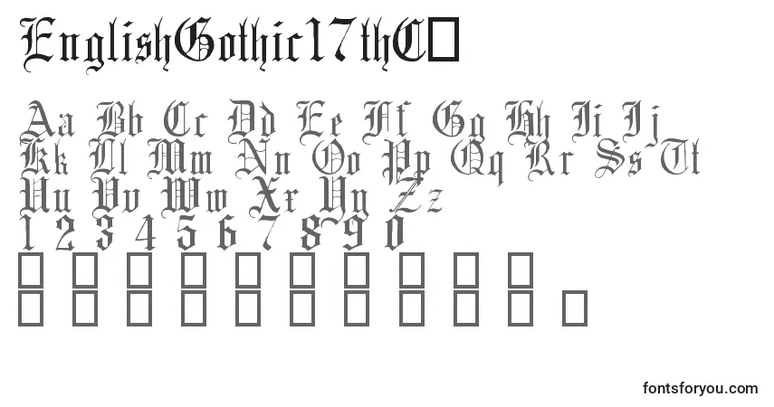 A fonte EnglishGothic17thC. – alfabeto, números, caracteres especiais