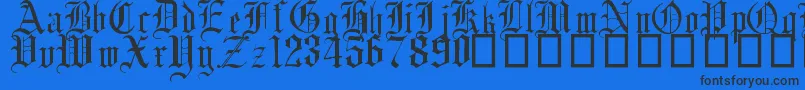 EnglishGothic17thC.-Schriftart – Schwarze Schriften auf blauem Hintergrund