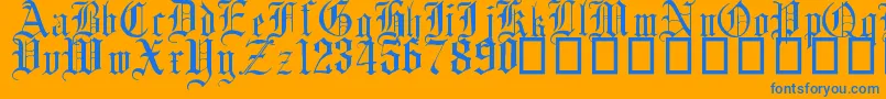 EnglishGothic17thC.-Schriftart – Blaue Schriften auf orangefarbenem Hintergrund