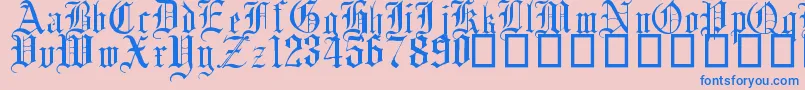 EnglishGothic17thC.-Schriftart – Blaue Schriften auf rosa Hintergrund