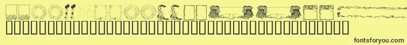 Шрифт KrFabFramesAndBorders – чёрные шрифты на жёлтом фоне